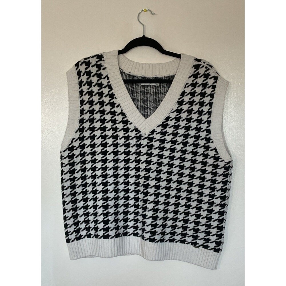 Hollister - Sweater Women White Black Vest Pullover Cropped Knit - Size M